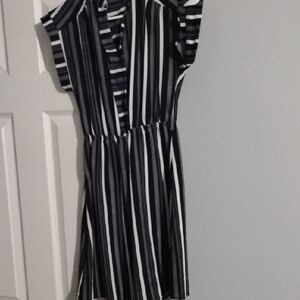 Monteau Navy and White Striped Top